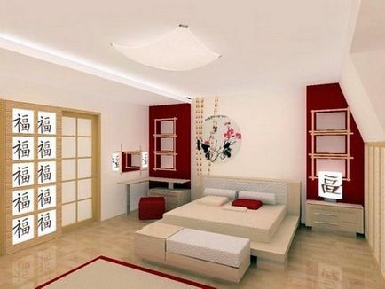 Hálószoba a japán és a kínai stílusú - bútorok és dekoráció ötletek