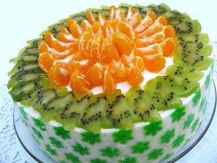 Torta kiwi (keksz, zselé, sajt) recept fotó (torta kiwi) Torta kiwi (keksz, lekvár, sajt) receptek fotókkal
