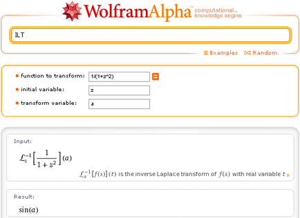 Wolframalpha în integrală rusă Laplace se transformă în tungsten, alfa