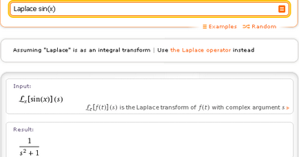 Wolframalpha în integrală rusă Laplace se transformă în tungsten, alfa