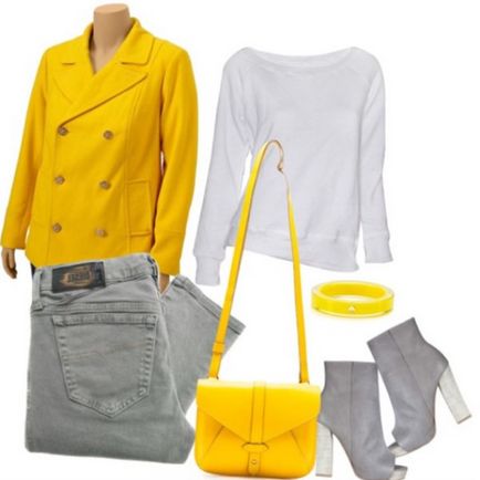 Pungă galbenă cu ce să purtați o combinație de pungi cu haine, recenzie foto