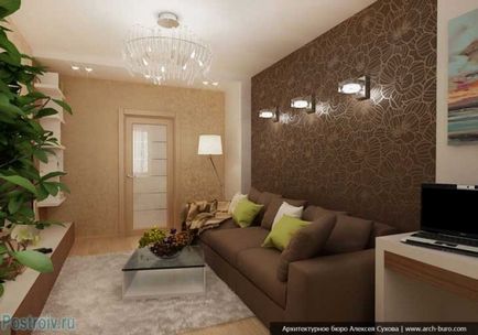 Design interior al sălii de 18 metri pătrați