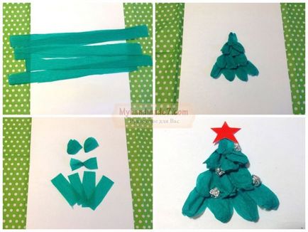 Karácsonyfa hullámpapírból kezük részletes mesterkurzusokat fotókkal