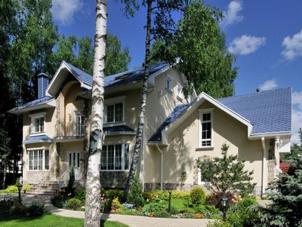 Fațada casei în stilul Provence, Art Nouveau, Țară, Cabana Fachwerk