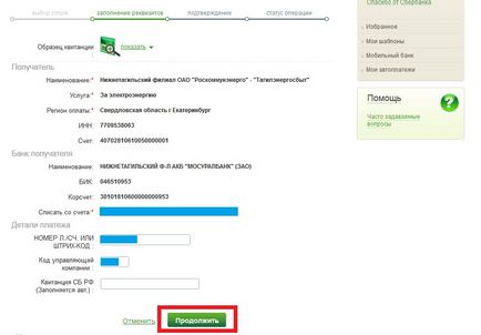 utasítások keresztüli fizetés Sberbank Online