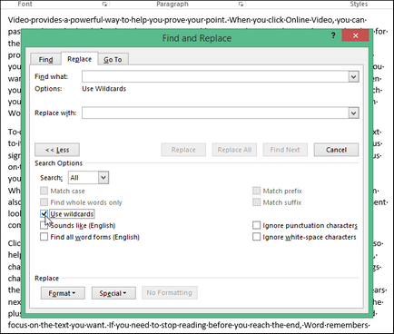 Як використовувати символи узагальнення при пошуку в word 2013