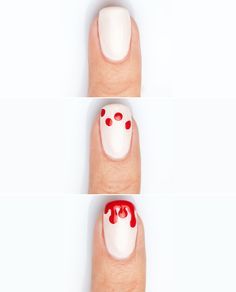 Як намалювати поетапно малюнок на нігтях з плямами крові на Хеллоуїн