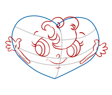 Як намалювати валентинку у вигляді серця-ангела