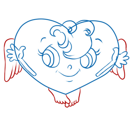 Як намалювати валентинку у вигляді серця-ангела