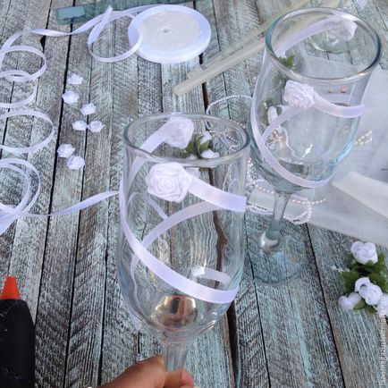 Hogyan lehet díszíteni egy esküvői szemüveg kezüket - Fair Masters - kézzel készített, kézzel készített