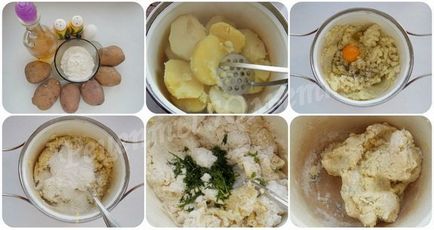 Geamurile de cartofi într-o tigaie și în cuptor