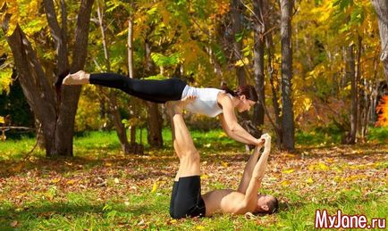 Cursul de împerechere pereche yoga - yoga într-o pereche, activități comune, atitudini, practică yoga, yoga