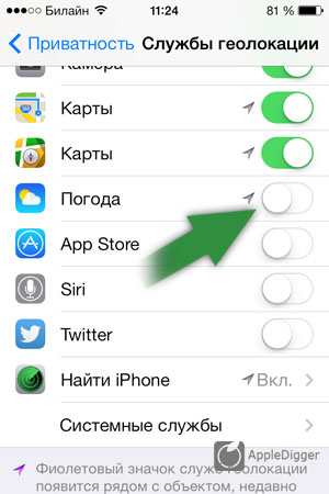 Reglați vremea în ios 7, iDevice