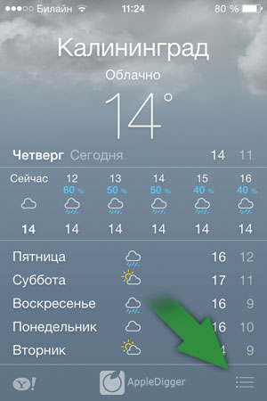 Reglați vremea în ios 7, iDevice