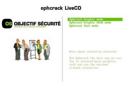 Ophcrack livecd v2