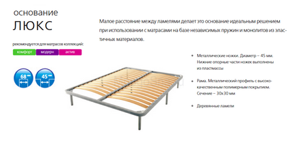 Baza pentru paturi vegas metal de lux cu lamele largi la Moscova