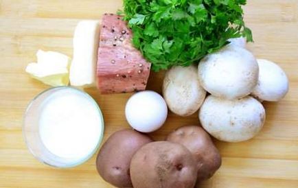 Турт з картоплею, шинкою і грибами - прості рецепти