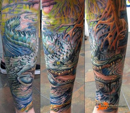 Semnificația unui tatuaj al unui crocodil și aligator - fotografii ale unui tatuaj