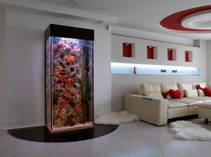 Акваріум в інтер'єрі вітальні мистецтво декорування кімнати водою (33 фото)