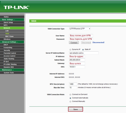 Baza de cunoștințe - configurarea routerelor tp-link pentru exemplul wr720n