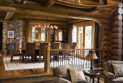 Designul interior al unei idei de case din lemn pentru finisarea camerelor de locuit private de la un bar