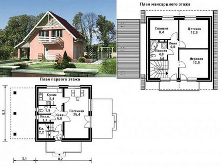 Casa cu proiecte fotografice mansardate și lay-outs în interiorul casei