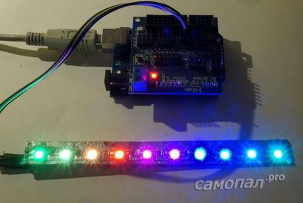 Fabricarea unei rigle de la 10 diode emitatoare de lumina ws2812b