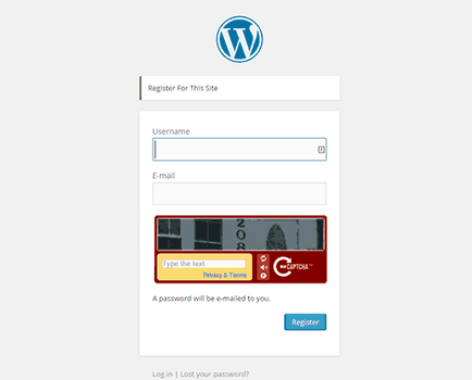 Cum se adaugă captch la paginile de înregistrare și înscriere în wordpress