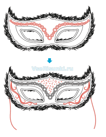 Як намалювати карнавальну маску олівцем поетапно