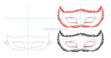 Cum de a desena o mască de carnaval în creion pas cu pas