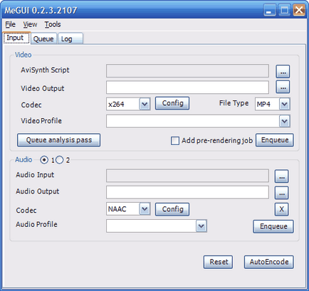 Codarea unui codec video x264 folosind megui