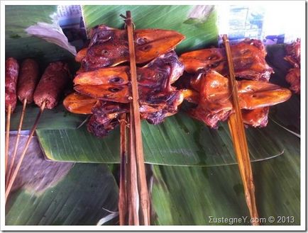 Laotian satul shish kebab și mușcătura de pește necunoscut, sustegney