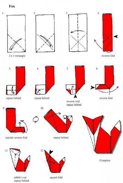 Fox-origami clasă de master pe asamblare