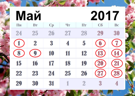 Sărbătorile de sărbătoare în 2017, în Rusia, ca vacanță în luna mai - un calendar al sărbătorilor oficiale
