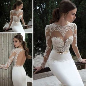 Модний тренд весільну сукню з коміром