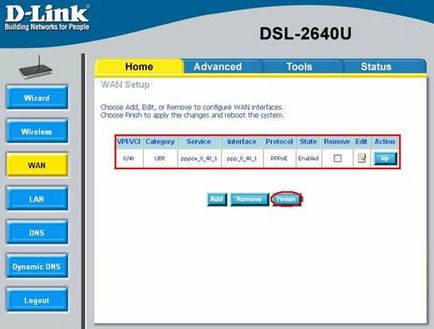 Configurarea dsl-2640u pentru conectarea la 