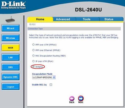 Configurarea dsl-2640u pentru conectarea la 