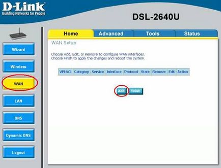 Configurarea dsl-2640u pentru conectarea la 