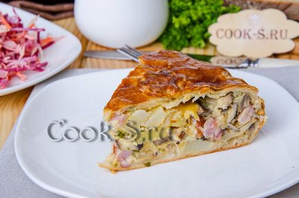 Пиріг з картоплею, шинкою і грибами - покроковий рецепт з фото, випічка