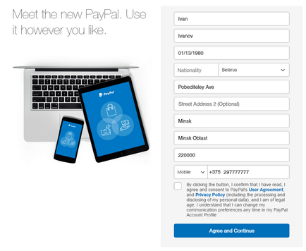 Sistemul Paypal din Belarus