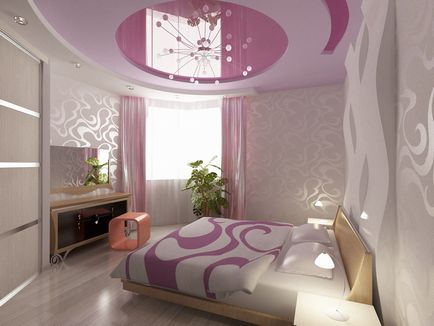 Plafoane în camera dormitorului fotografie care este cel mai bine făcut în camera de zi, roz sub copac, decor frumos