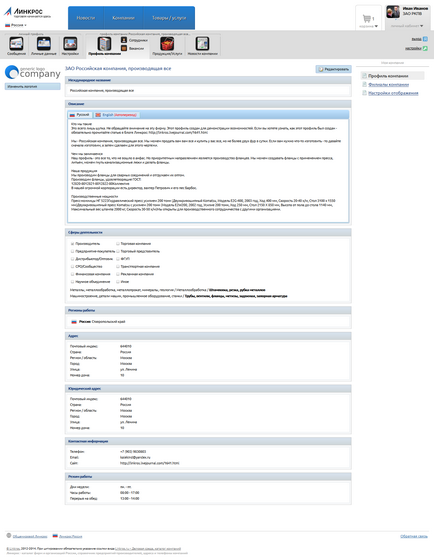 Exemplu de creare a unui profil al companiei