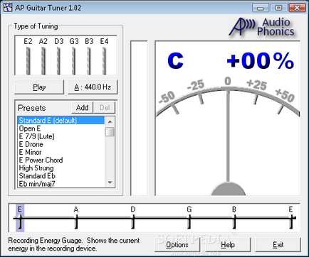 Tuner program pentru reglarea chitării acustice