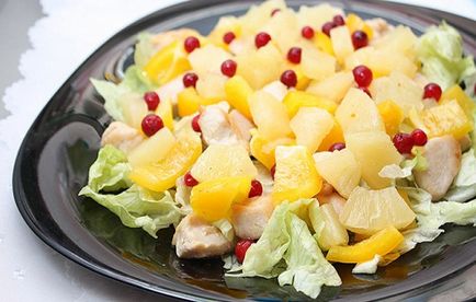 Rețete de salate cu ananas și șuncă, secrete ale ingredientelor și ingredientelor