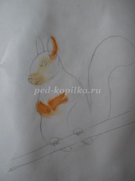 Desenarea animalelor cu acuarelă în tehnică într-un mod brut în etape, cu o fotografie pentru copii