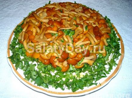 Салат грибна поляна - прикраса будь-якого святкового столу рецепт з фото і відео