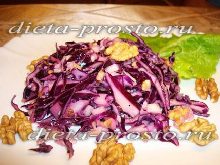 Saláta vörös káposzta recept képpel dióval