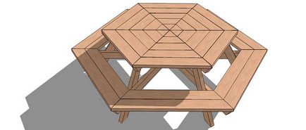 Masă hexagonală pentru picnicuri