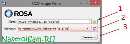 Instalarea unității flash USB pentru scrierea imaginilor leneș rosa, configurarea hardware