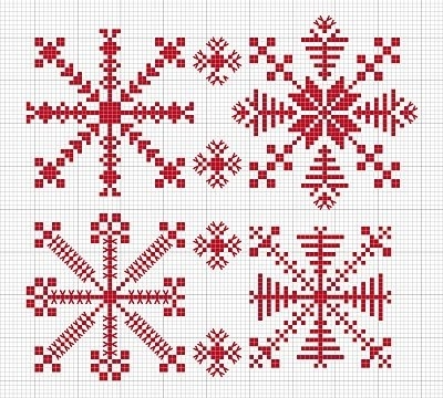 Чудові сніжинки хрестиком - схеми